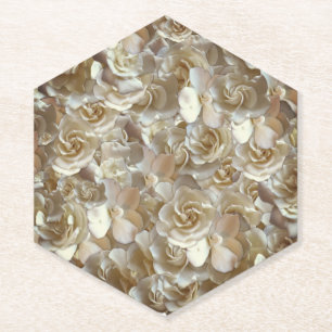Porta-copo De Papel Padrão Rosa de Marfim – Arte Floral Elegante