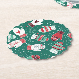 Porta-copo De Papel Padrões de Mittens de Natal Cozy no inverno