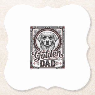Porta-copo De Papel Pai Golden Retriever Design de Gravura Vintage_1