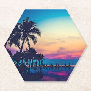 Porta-copo De Papel Paisagem Natural com Piscina Palmeiras-25925