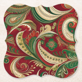 Porta-copo De Papel Paisley Burgundy Coaster
