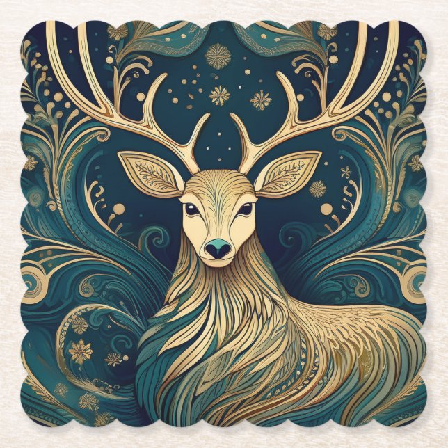 Porta-copo De Papel Paisley Deer Coaster (Frente)