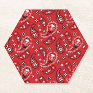 Porta-copo De Papel Paisley Pattern com Fundo Vermelho-23214