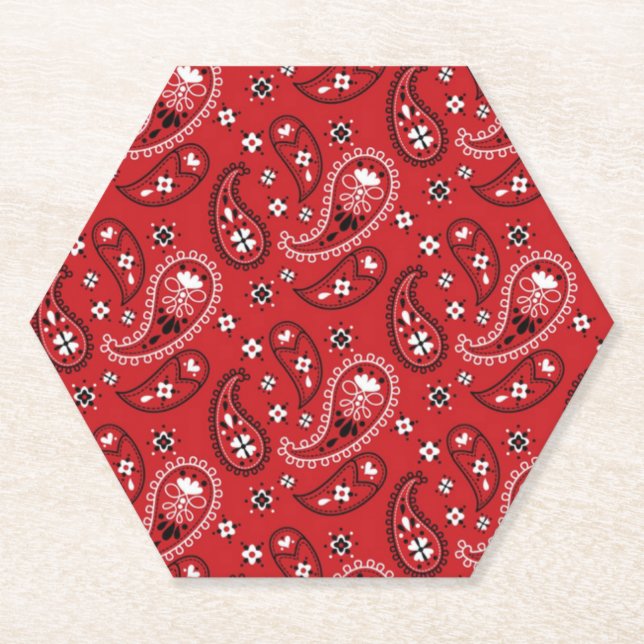 Porta-copo De Papel Paisley Pattern com Fundo Vermelho-23214 (Frente)