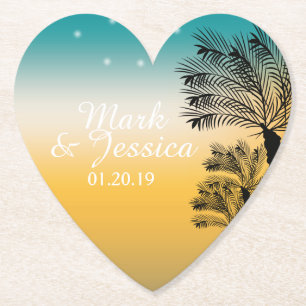 Porta-copo De Papel Palmas Tropicais de Praia Amarelo Amarelo Moderno