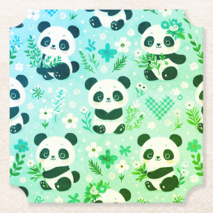 Porta-copo De Papel Panda Bear Pattern Green Impressão