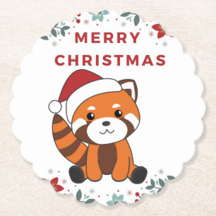Porta-copo De Papel Panda Vermelha Natal Neve Inverno Animais Pandas P
