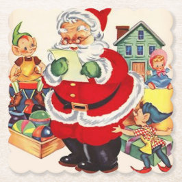 Porta-copo De Papel Papai Noel Antigo Verificando Sua Lista Conjunto d