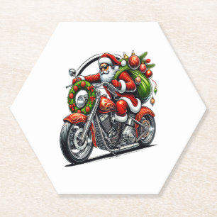 Porta-copo De Papel Papai Noel de Moto Natal Motociclista