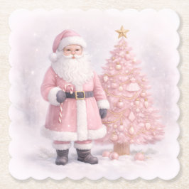 Porta-copo De Papel Papai Noel de Natal Rosa Pastel