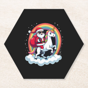 Porta-copo De Papel Papais noeis De Natal Andando No Unicórnio Xmas Ra