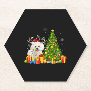 Porta-copo De Papel Papais noeis de Natal do Bichon Frise Cão-de-Natal