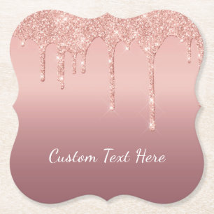 Porta-copo De Papel Papel de Apoio com Brilho em Rose Gold com Texto P
