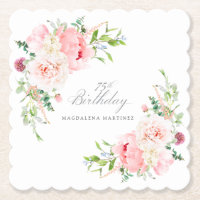 Papel Personalizado Floral Rosa para Festa de 75 A