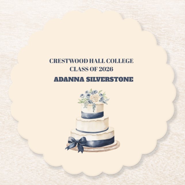 Porta-copo De Papel Paper Coaster-Editable Graduation Tableware Set (Frente)