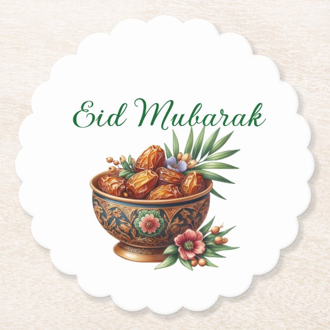 Porta-copo De Papel Paper Coaster-Eid Mubarak Tableware (Frente)