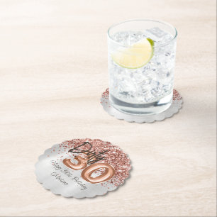 Porta-copo De Papel Partido aniversário de 30 anos de Prata rosa Doura