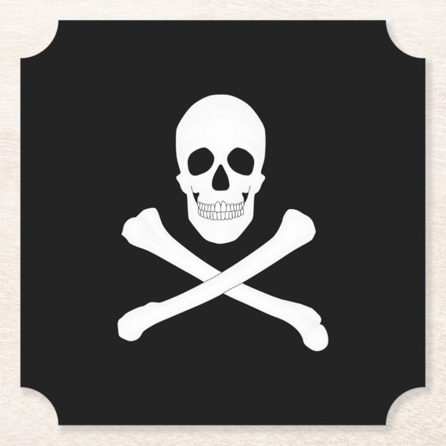 Porta-copo De Papel Partido Pirata (Caveira e Crossbones) (Jolly Roger (Frente)
