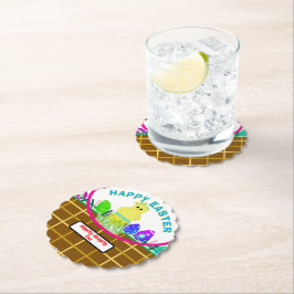 Porta-copo De Papel Páscoa Cesto Amarelo Pintinho Ovo