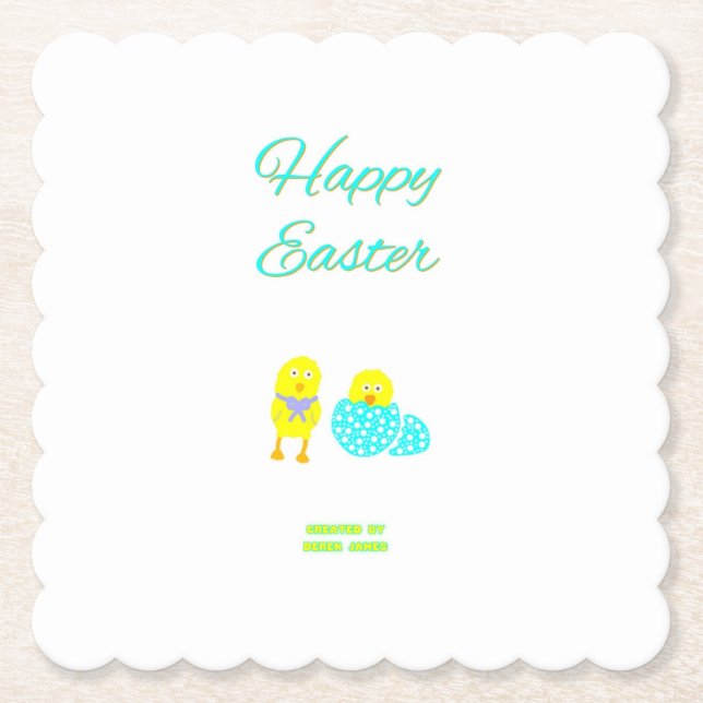Porta-copo De Papel Páscoa Hatchlings Scalloped Square Paper Porta cop (Frente)