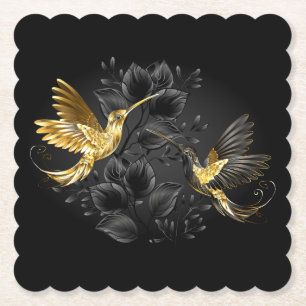 Porta-copo De Papel Pássaro Humino Negro e Dourado