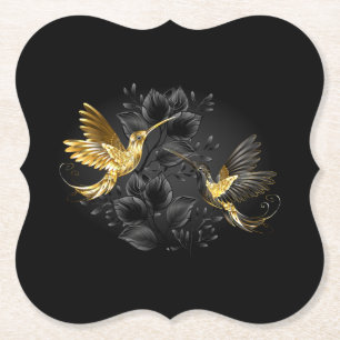 Porta-copo De Papel Pássaro Humino Negro e Dourado
