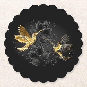 Porta-copo De Papel Pássaro Humino Negro e Dourado