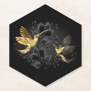 Porta-copo De Papel Pássaro Humino Negro e Dourado