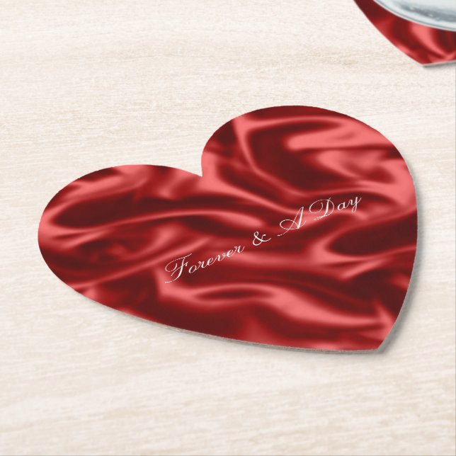 Porta-copo De Papel Passion Red Romantic Faux Satin Wedding (Angular)