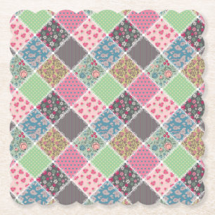 Porta-copo De Papel Pastel Floral Quilt Squares
