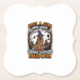Porta-copo De Papel Pastor Alemão Halloween Cão Bruxa Chapéu Abóbora_1