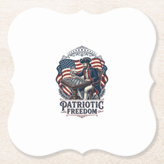 Porta-copo De Papel Patriotic Chess Player Vector Graphic Tee (Frente)