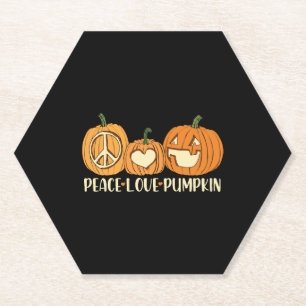 Porta-copo De Papel Peace Love Pumpkin Halloween