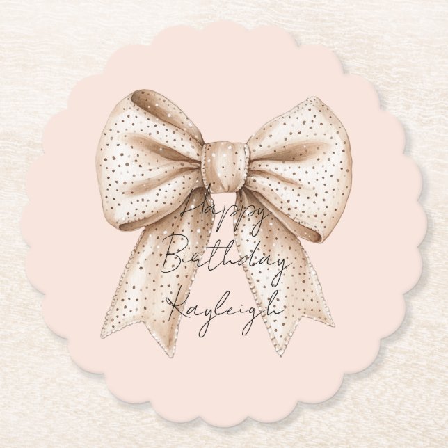 Porta-copo De Papel Peach Cream Arco Birthday (Frente)