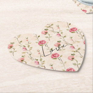 Porta-copo De Papel Peach Cream Rosas Rosa Floral