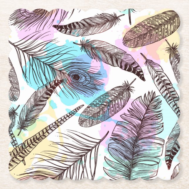 Porta-copo De Papel Peacock Feather (Frente)