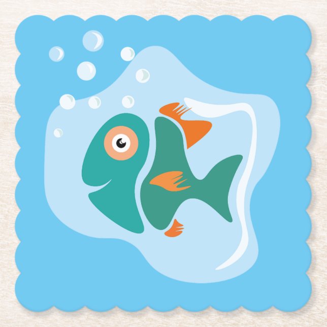 Porta-copo De Papel Peixe Na moda engraçado (Frente)
