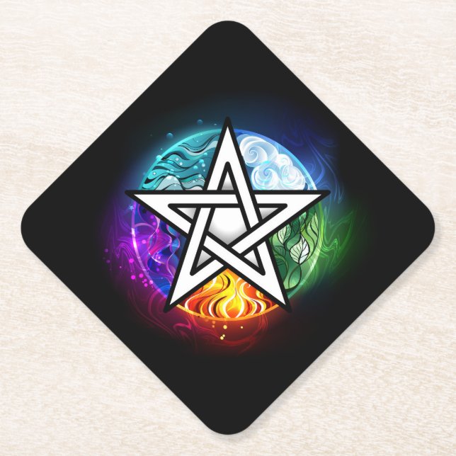 Porta-copo De Papel Pentagrama do Wiccan (Frente)