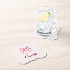 Porta-copo De Papel Penteado Rosa Elegante & Nome Personalizado em Sup