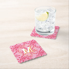 Porta-copo De Papel Peônia Sinuosa Xilogravura Rosa + Laranja Personal