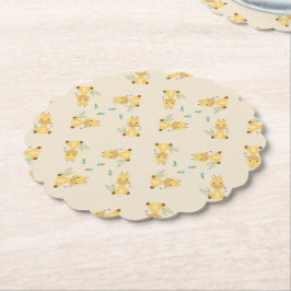 Porta-copo De Papel Pequena girafa fofa floral marrom