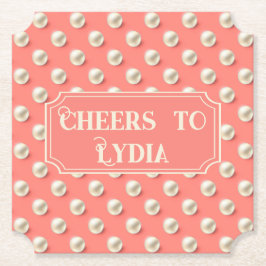 Porta-copo De Papel Pérola de Coral Personalizada “Brindes ao Nome"