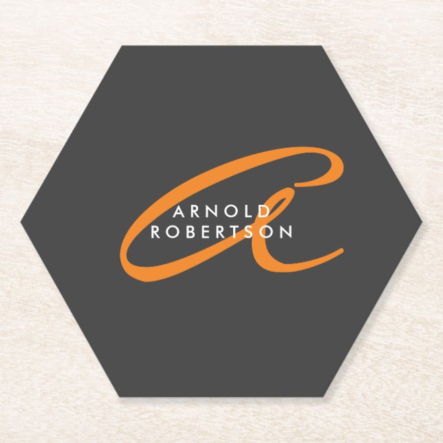 Porta-copo De Papel Personalizar Nome Inicial da Trendência da Cinza S (Frente)