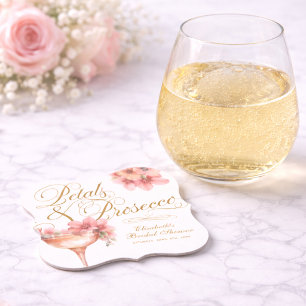 Porta-copo De Papel Pétalas de Ouro Rosa e Brunch de Noiva com Prosecc