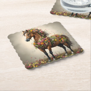 Porta-copo De Papel Pétalas E Cascos: Jardim de Fantasia Marrom Horse