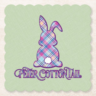Porta-copo De Papel Peter Cottontail Xadrez roxa Coelhinho
