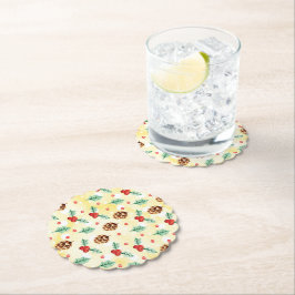 Porta-copo De Papel Pine Cones e Holly Natal Patterno
