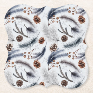 Porta-copo De Papel Pine Cones & Pine Agulha Padrão de inverno