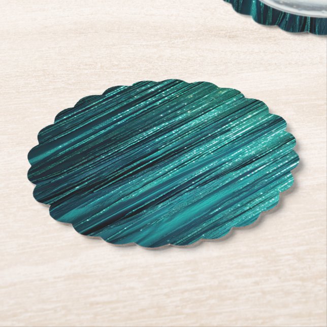 Porta-copo De Papel Pine Green Glitzy Tinsel Strips Natal (Angular)