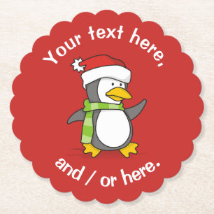 Porta-copo De Papel Pinguim de Natal andando na neve